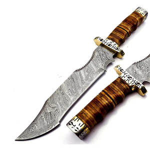 Cuchillo Bowie de Caza de Acero de Damasco de Alta Calidad, Forjado a Mano, Grado Industrial, OEM, Alta Durabilidad, Garantía de 3 Años - Product Image 1