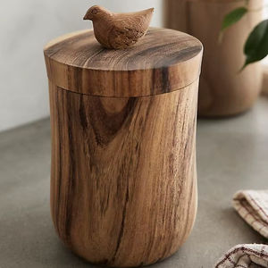Tarro de almacenamiento de madera para cocina con tapa hermética para organizar azúcar, especias, café, té y hierbas - Product Image 1