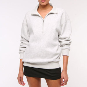 Sweat-shirt à col zippé pour femme Wearpex avec logo personnalisé, ultra doux, en polaire premium, 220g, mélange polyester/coton écologique - Product Image 2