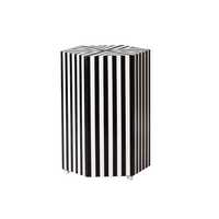 Tabouret console Belladec moderne léger fait main en os incrusté, design rayé noir, fixation au sol, forme personnalisée, pour salon et maison