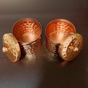 Copper Hammered Spice Canisters With Lids Airtight Food <b>Storage</b> <b>Container</b> <b>Kitchen</b> Vintage Design Handcrafted Stackable - Product Image 3