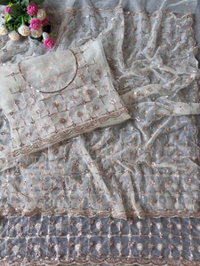 Sari de red con rosas y cuentas, estilo mágico, para mujer, ropa étnica, tradicional, para bodas, recepciones y compromisos. - Product Image 2