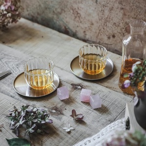 Regal Two Tone Brass <b>Coaster</b> Set Handcrafted Premium Round <b>Drink</b> <b>Coasters</b> Heat Resistant Table Protector Luxury Bar Gift - Product Image 4