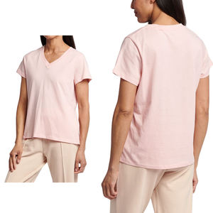 T-shirt décontracté à manches courtes et col rond en coton de couleur unie pour femme – Vente en gros, OEM, tendance estivale - Product Image 1