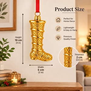 Ornement de Noël en métal plaqué or de qualité supérieure, en forme de botte de Père Noël, à suspendre, décoration festive pour les fêtes, vente en gros - Product Image 3