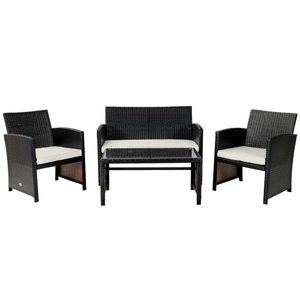 ชุดเฟอร์นิเจอร์หวายสำหรับลานบ้านแบบมีเบาะ 4 ชิ้น - Product Image 2