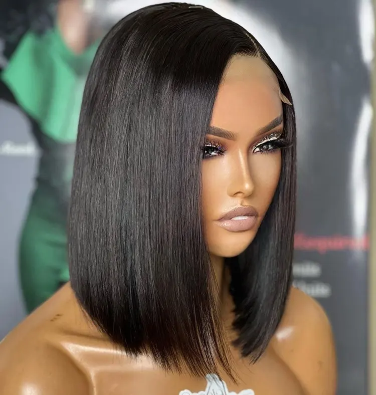 Straight Side Part Bob Wigs 100% Human Virgin Hair Wig Vendor Wholesale 5x5 13x4 Pre Plucked Water Weave Brazilian Lace Wigs