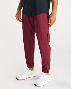 Pantalones Cargo Jogger para Hombre, Cintura Elástica, Múltiples Bolsillos, Secado Rápido, Estilo Casual Otoñal, Rojo - Product Image 1