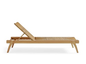 Tumbona Moderna de Madera de Teca con Respaldo Sólido y Patas Cónicas, Muebles de Exterior de Diseño Escandinavo, Reclinable Manual, Ecológica, para Villa - Product Image 6