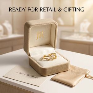 Wholesale 18K Gold Plated Stainless Steel Classic Double Layer Zircon Open <b>Ring</b> with Channel Setting and Star Detail - Product Image 3