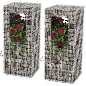 2 paniers/grosses jardinières en gabion d'acier 50x50x120 cm – Pots et jardinières à fleurs - Product Image 1