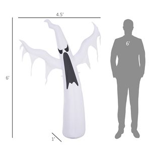 Fantasma Gonfiabile Bianco Alto 1,8 Metri per Decorazioni di Halloween da Esterno, con Luci LED e Ventilatore, Illuminato, per Interni ed Esterni - Product Image 3