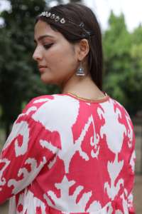 Vestido Corto Estampado a Mano de la India para Mujer, Vestido Casual de Algodón para Verano, Estilo Boho, Vestido Maxi con Cintura Natural - Product Image 2