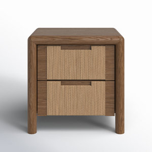 Colección de muebles de dormitorio de mesita de noche de mimbre tejida de 2 cajones - Product Image 1