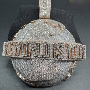 Pendentif Hip Hop Moissanite en Argent 925 Plaqué Rhodium, Coupe Brillante, Certifié, pour Fête, Collier Unisexe Luxira Jewels - Product Image 1