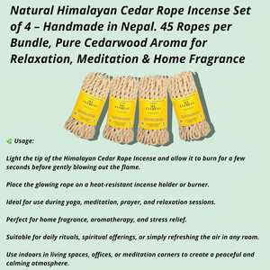 Lot de 4 encens en corde de cèdre de l'Himalaya faits à la main au Népal Lot de 4 parfumés pour la maison l'esprit paisible brûlant doucement avec une mèche en papier Lokta - Product Image 2