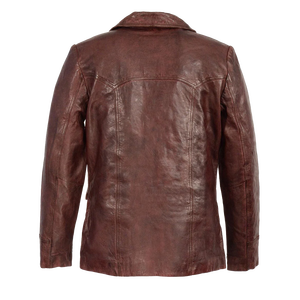 <b>Mens</b> Brown Genuine <b>Leather</b> Bomber <b>Jacket</b> With Faux Fur Closure Regular Fit Winter Wear Moto Style - Product Image 3