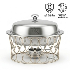 Calentador de Comida Tipo Buffet de Lujo Árabe para Ramadán, de Latón y Acero Inoxidable, Ecológico, Minimalista, con Soporte de Alambre Metálico para Catering - Product Image 3