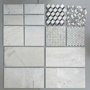 Mosaico de Azulejos de Pared Rectangulares Modernos de Mármol Blanco Lechoso, Acabado Pulido y Mate, Resistente al Agua, para Diseño de Interiores de Baños - Product Image 1