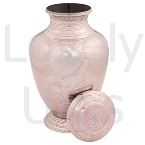 Urna Funeraria de Metal Estilo Florero Plateado Callia Rosa para Cenizas Humanas con Grabado Floral y Detalles Rosados, Fabricación OEM ODM - Product Image 5