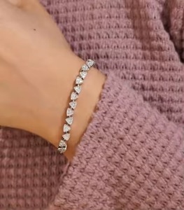 White Round Moissanite New Diamond Bracelet & Bangle Round in 18K White Gold Cut Jewelry - Product Image 3