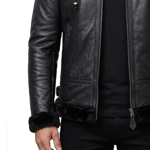 Chaqueta de cuero con capucha para hombre, estilo urbano, color liso, cortavientos, transpirable, con cierre de cremallera, para invierno, gruesa, corte ajustado, frontal regular - Product Image 6