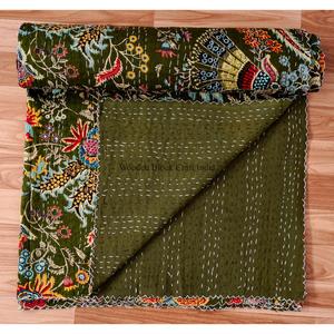 Colcha Kantha hecha a mano 100% algodón, hermosa con estampado floral indio y paisley, para decoración del hogar y uso doméstico. - Product Image 5