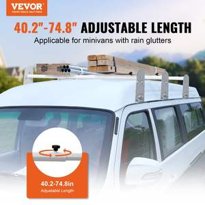 Alloy Steel 3-Bar <b>Van</b> Roof Ladder <b>Rack</b> Adjustable Length Rain-Gutter Roof <b>Rack</b> 750 LBS Capacity Compatible Chevrolet <b>Rack</b> - Product Image 2
