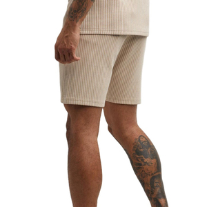 Produit en promotion, nouvelle arrivée, ensemble t-shirt et short pour homme, manches courtes, été, couleurs contrastées, ensemble homme en coton respirant - Product Image 3