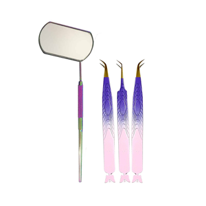 2026 ODM Private Label 4 Piece Stainless Steel Eyelash Tweezers Set with Mirror High Quality Beauty <b>Tool</b> for Extensions - Product Image 1
