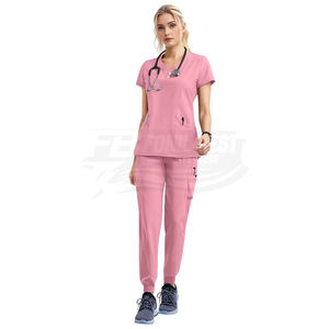 Tenues d'hôpital unisexes personnalisées : Blouses et pantalons de jogging, ensembles de blouses médicales en jersey de coton élasthanne/polyester, services OEM - Product Image 6