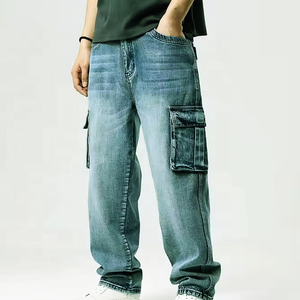 Jean Cargo Baggy Vintage Lavé Personnalisé pour Homme, Coupe Droite, Style Streetwear, Respirant et Écologique - Product Image 6