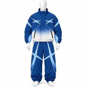Ensemble survêtement coupe-vent surdimensionné personnalisé, tissu 100% nylon, style tendance, veste zippée imperméable et pantalon de survêtement unisexe - Product Image 2