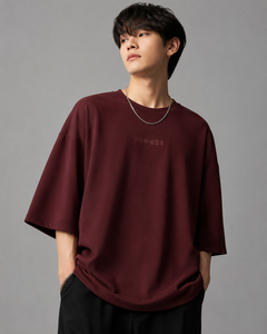 Camiseta de Manga Corta Oversize para Hombre Fawkes, Beige, Formal, Cuello Redondo, 100% Algodón, Logotipo Frontal, Precio Económico, Superventas, Personalizable - Product Image 1