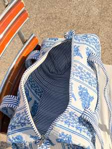 Handmade Bohemian Indigo Printed Duffle Bag with Two Straps Quilted Cotton Weekender/Yoga/Gym - Product Image 2