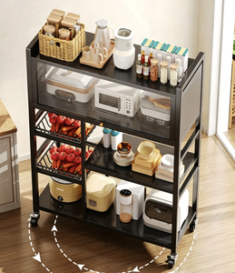 OEM/ODM Vietnam Multi Layer Fruit <b>Vegetable</b> Storage Rack with Wheels Floor to Ceiling Kitchen Organizer - Product Image 4