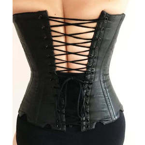 Vente en gros de corsets en dentelle et en cuir sexy de haute qualité pour femmes, avec string, corset en cuir véritable pour femmes - Product Image 4