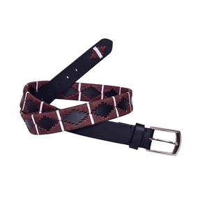 Premium Genuine Leather Webbing Belt Vintage Geometric Pattern Woven Dress Belt for Men - Product Image 6
