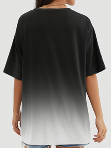 Oversized Plus Size Women's Gradient Color Crew Neck Short Sleeve T-<b>Shirt</b> Short Length Jersey Fabric Casual Anti-Wrinkle - Product Image 2