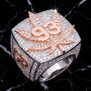 Anillo de Plata de Ley 925 con Diamantes Moissanite VVS, Estilo Hip Hop, Personalizado con Número, Anillo Hip Hop con Incrustaciones de Diamantes, para Fiestas - Product Image 3