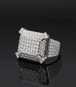 Men’s Hip Hop Iced Out Square <b>Ring</b> 925 Sterling <b>Silver</b> 10K 14K Gold Finish Luxury Diamond <b>Statement</b> <b>Ring</b> for Party Street Style - Product Image 4