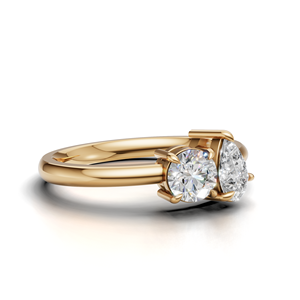 IGI Certified Round & Pear Cut Lab Grown Diamond Two Stone Toi et Moi Engagement/Wedding <b>Ring</b> in 18K Yellow / White & Rose Gold - Product Image 2