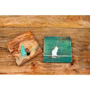 Posavasos de Madera de Mango Pintados a Mano con Diseño Animal Único, Posavasos de Madera Natural con Resina, Tapete de Mesa Artesanal para Regalo de Inauguración - Product Image 1