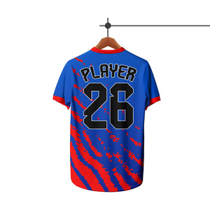 Camiseta de Fútbol Sublimada Azul y Roja para Hombre LUUK, Cuello Redondo, Manga Corta, Absorbe la Humedad, 100% Poliéster, Corte Regular para Adultos - Product Image 2