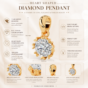 Elegante colgante de diamante con forma de corazón |   Collar de Oro de 10K con Corte Excelente y Solitario |   Regalo de Joyería Romántica para Mujer - Product Image 5