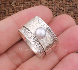 Bague élégante minimaliste en argent sterling 925 avec perle d'eau douce naturelle de luxe, cadeau d'anniversaire pour femme, personnalisable - Product Image 4