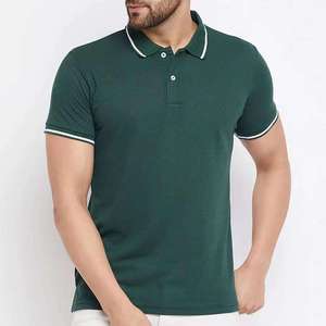 Chemises pour hommes en polyester/coton, motif uni, fabrication ODM, décontractées, pour le golf et le sport, avec logo tricoté sur le devant - Product Image 2