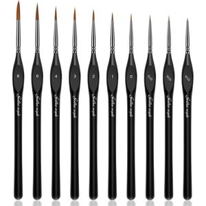 Set di 10 Pennelli Miniatura per Pittura Artistica, Dettagli, Acrilico, Acquerello, Olio e Modellismo - Product Image 1