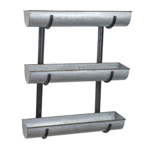 กระถางแขวนผนัง 3 ชั้น สไตล์บ้านไร่ สีเขียวมะกอก ทำจากโลหะชุบสังกะสี สำหรับตกแต่งสวนในร่มและกลางแจ้ง - Product Image 5