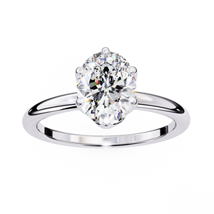 Bague de fiançailles en platine avec diamant ovale, bijoux classiques pour femmes, diamant blanc naturel certifié GIA - Product Image 1